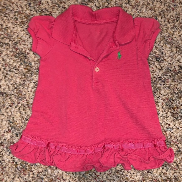 Girls Pink Collared Polo Dress - Picture 1 of 3